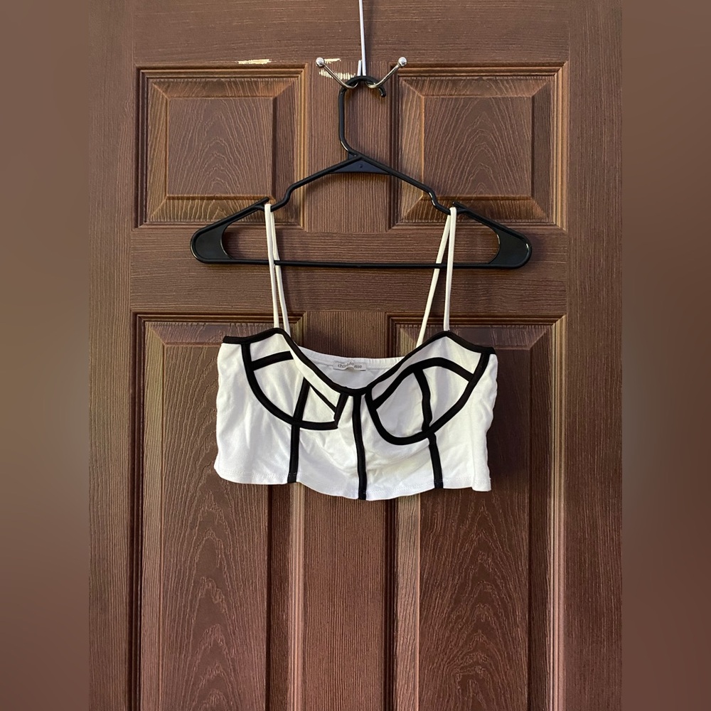 Charlotte Russe White and Black Crop Top